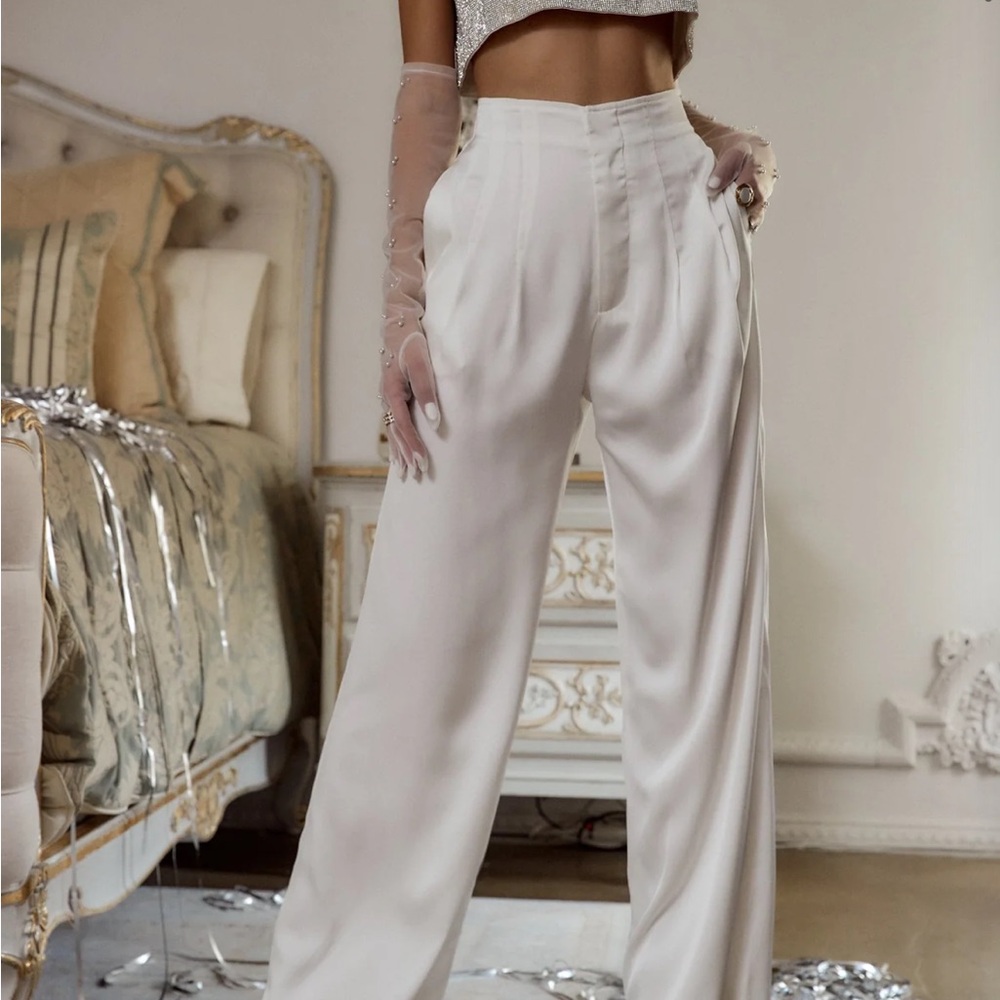 12th Tribe Cream Wide Leg Pants